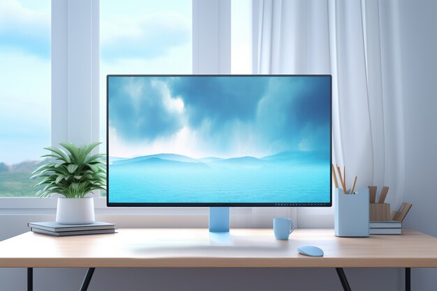 Modern monitor on elegant table