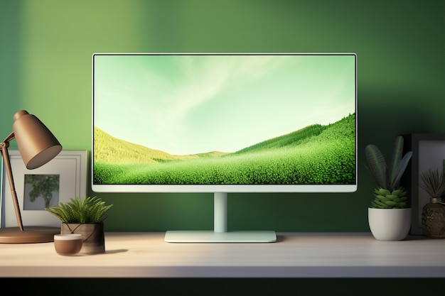 Modern monitor on elegant table