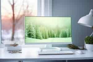 Free photo modern monitor on elegant table