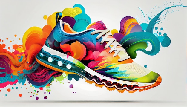 Free photo a modern multi colored abstract sports shoe generated by ai