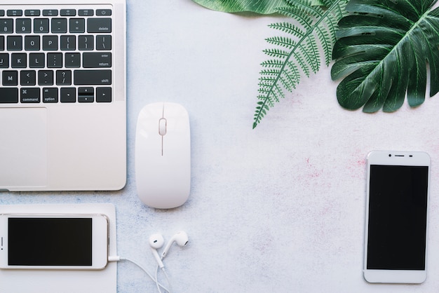 Modern office desk composition