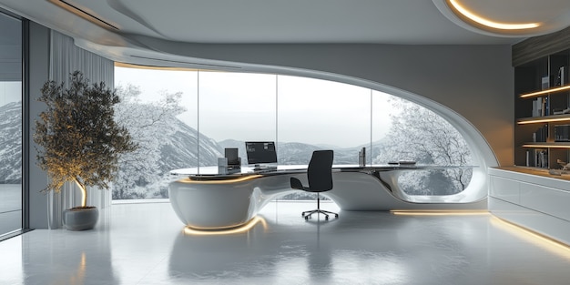 Free Photo modern office space with futuristic decor and furniture