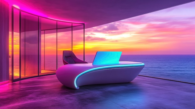 Free Photo modern office space with futuristic decor and furniture