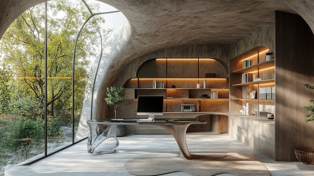 Free photo modern office space with futuristic decor and furniture