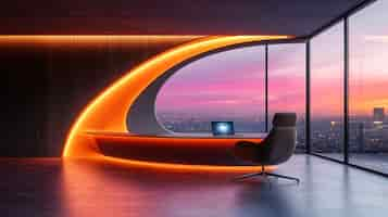 Free photo modern office space with futuristic decor and furniture