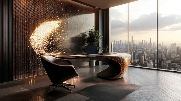 Free Photo modern office space with futuristic decor and furniture