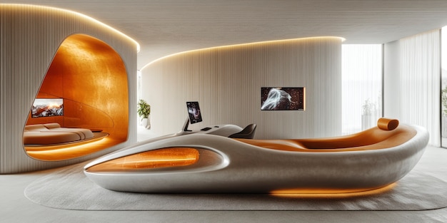 Free Photo modern office space with futuristic decor and furniture