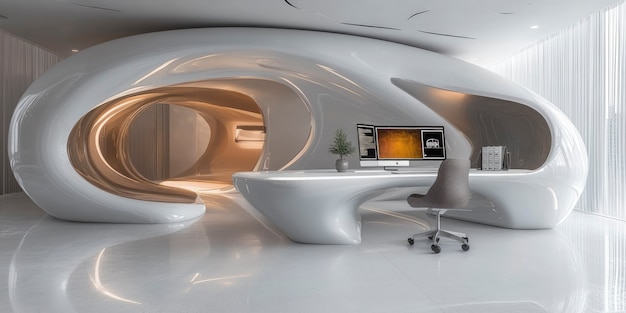 Free Photo modern office space with futuristic decor and furniture