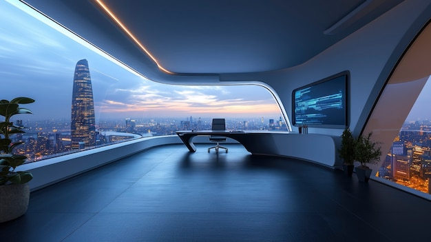 Free photo modern office space with futuristic decor and furniture