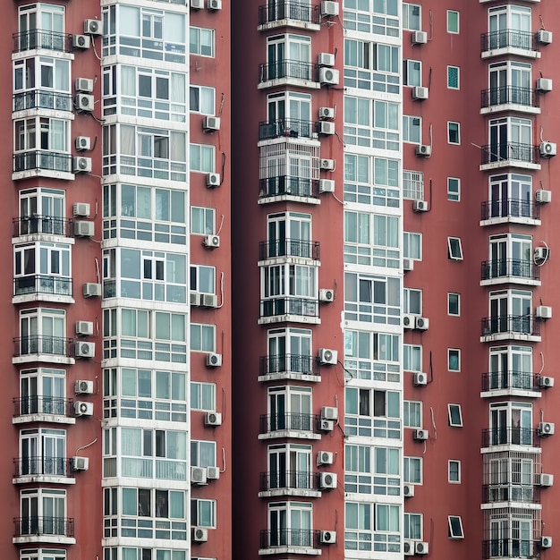 Free Photo a modern residential building with red walls