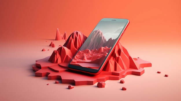 Modern smartphone with live abstract wallpaper coming out of the screen