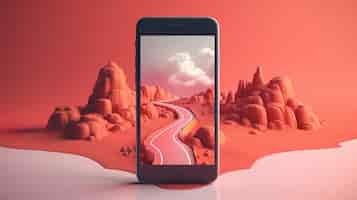 Free photo modern smartphone with live abstract wallpaper coming out of the screen