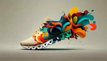 Free photo a modern sports shoe design in abstract motion generated by ai