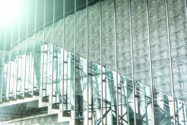 Modern stairs with glass handrail