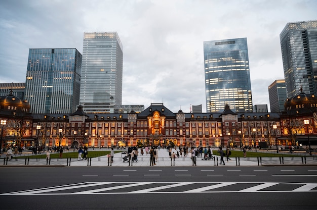 Free photo modern tokyo street background