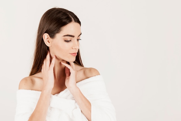 Modern woman posing during beauty treatments