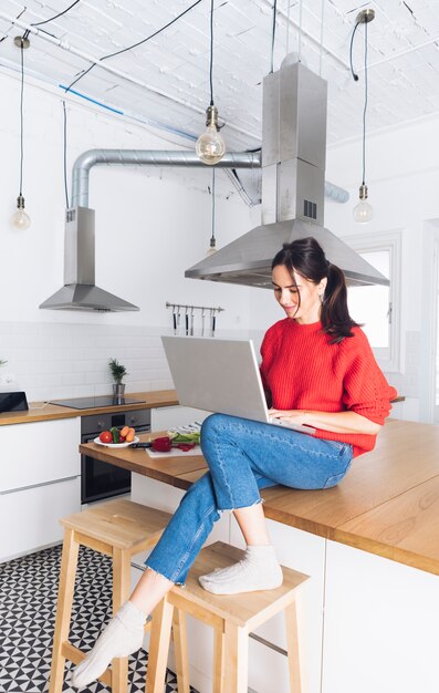 Modern woman using laptop