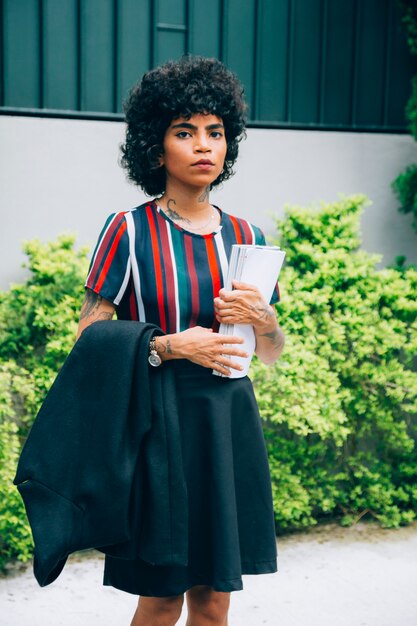 Modern woman walking on the street