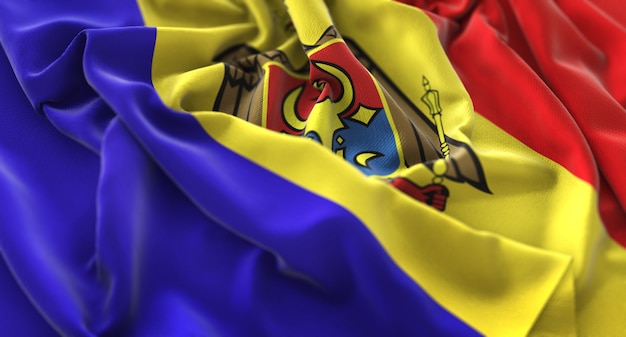 Free photo moldova flag ruffled beautifully waving macro close-up shot