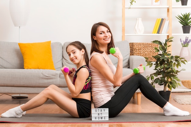 Mom and girl training