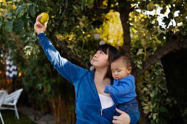 Mom spending time with child