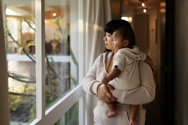 Mom spending time with child