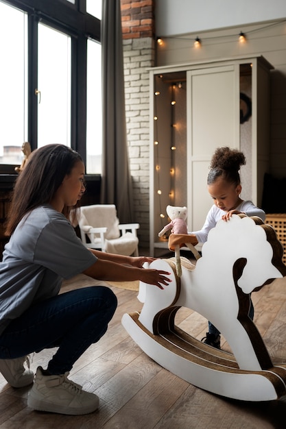 Mom spending time with her black baby