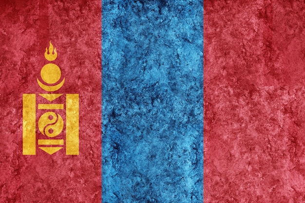 Mongolia Metallic flag, Textured flag, grunge flag