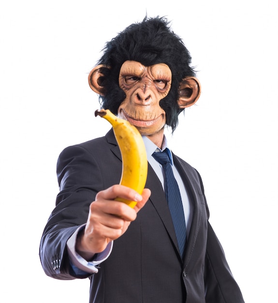 Monkey man holding a banana