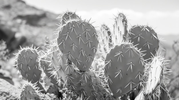 Monochrome desert cacti