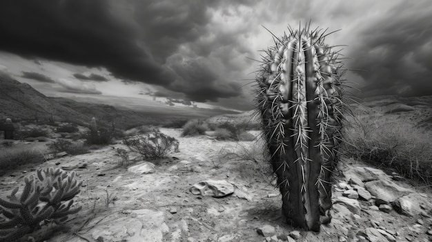 Monochrome desert cacti