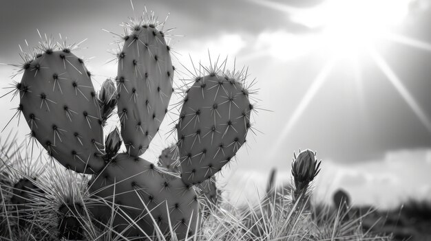 Monochrome desert cacti