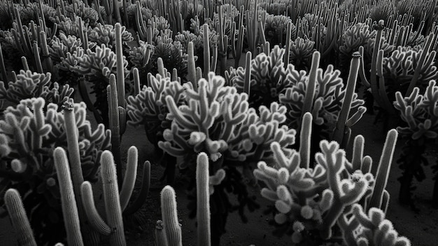 Monochrome  desert cacti