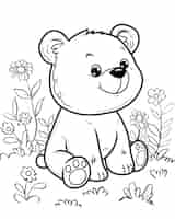 Free photo monochrome line art bear coloring page illustration