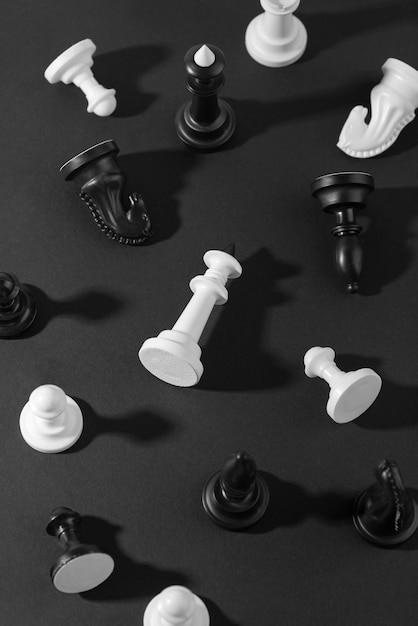 Free photo monochrome pieces for chess board game