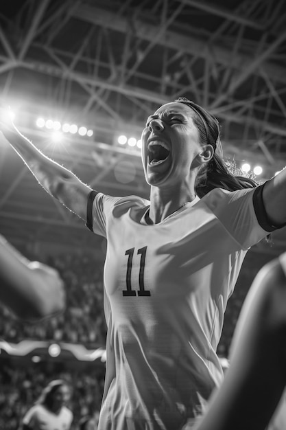 Free photo monochrome portrait of athlete competing in the olympic games championship