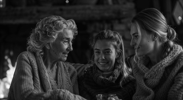 Free Photo monochrome portrait of parent and child showing affection and sharing time together