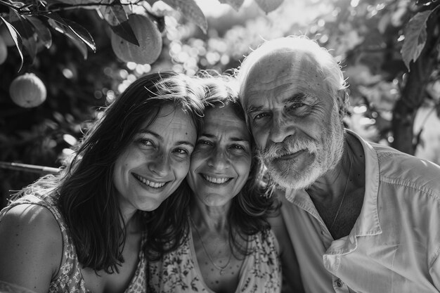 Monochrome portrait of parent and child showing affection and sharing time together