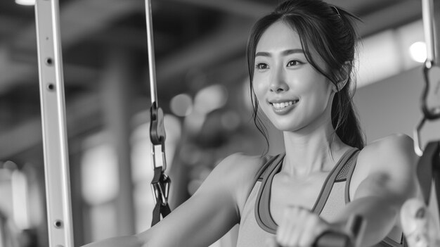 Monochrome portrait of person exercising from world health day