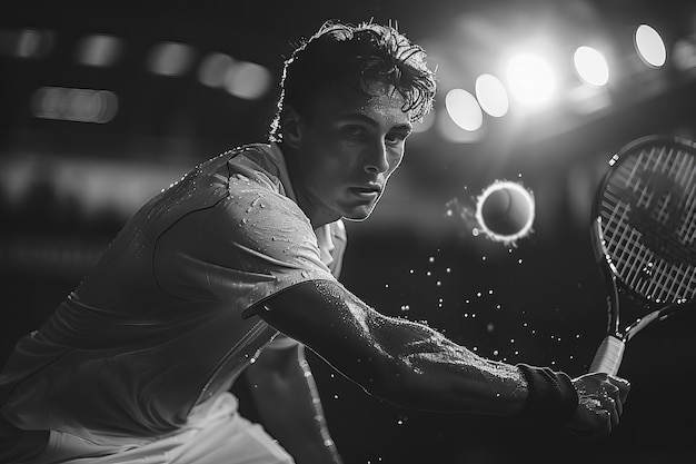 Free Photo monochrome portrait of professional tennis player