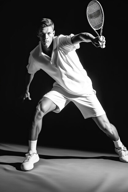 Monochrome portrait of professional tennis player