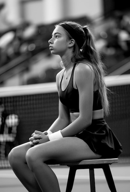 Free photo monochrome portrait of professional tennis player