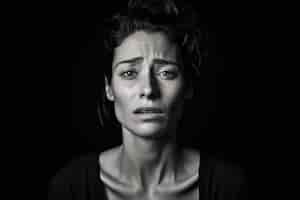 Free photo monochrome portrait of sad woman