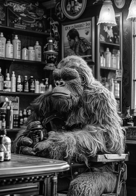 Free photo monochrome representation of hairy beast or sasquatch