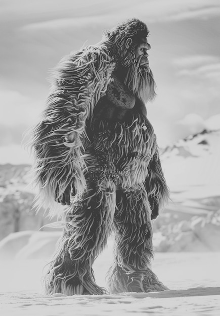 Free photo monochrome representation of hairy beast or sasquatch