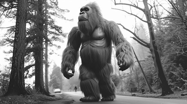 Free photo monochrome representation of hairy beast or sasquatch