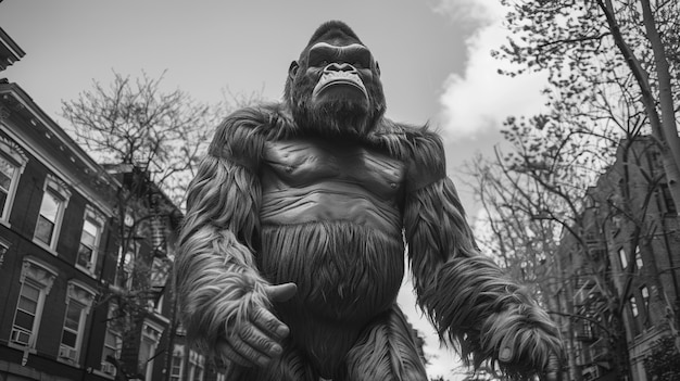 Free Photo monochrome representation of hairy beast or sasquatch