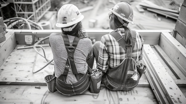 Free Photo monochrome scene depicting life of workers on a construction industry site