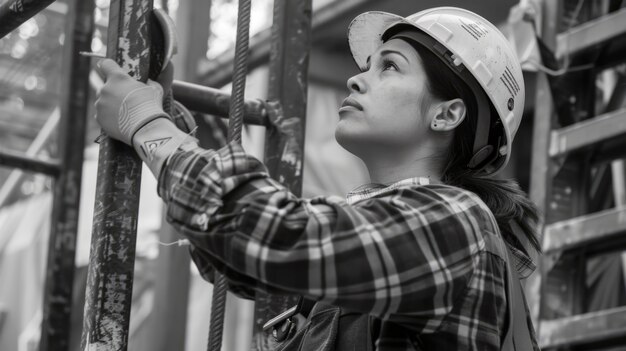 Free Photo monochrome scene depicting life of workers on a construction industry site