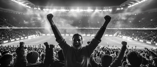 Free Photo monochrome soccer fans cheering